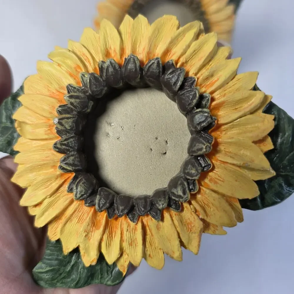 Set of 2 Sunflower figi Picture Frames Resin Floral Home Decor 3x3 & 5x5 Read